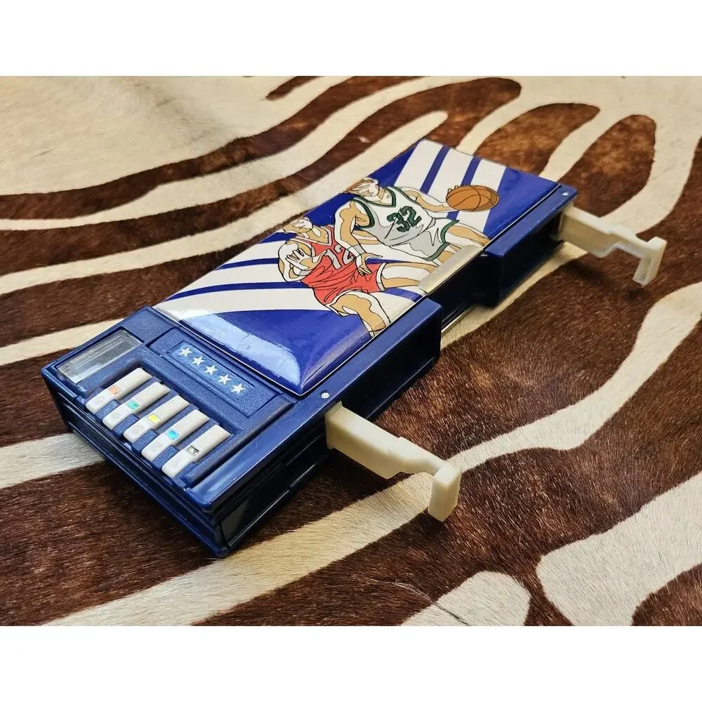 Vintage 1989 Sanrio Pop Up Pencil Box Case Compartment Blue Basketball